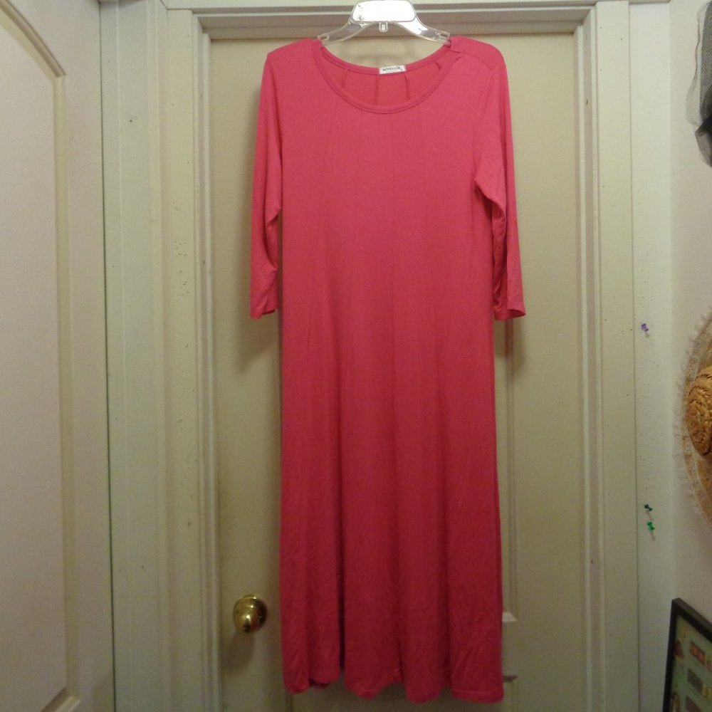 BARBIECORE HOT TOUCH HOT PINK JERSEY MIDI DRESS M